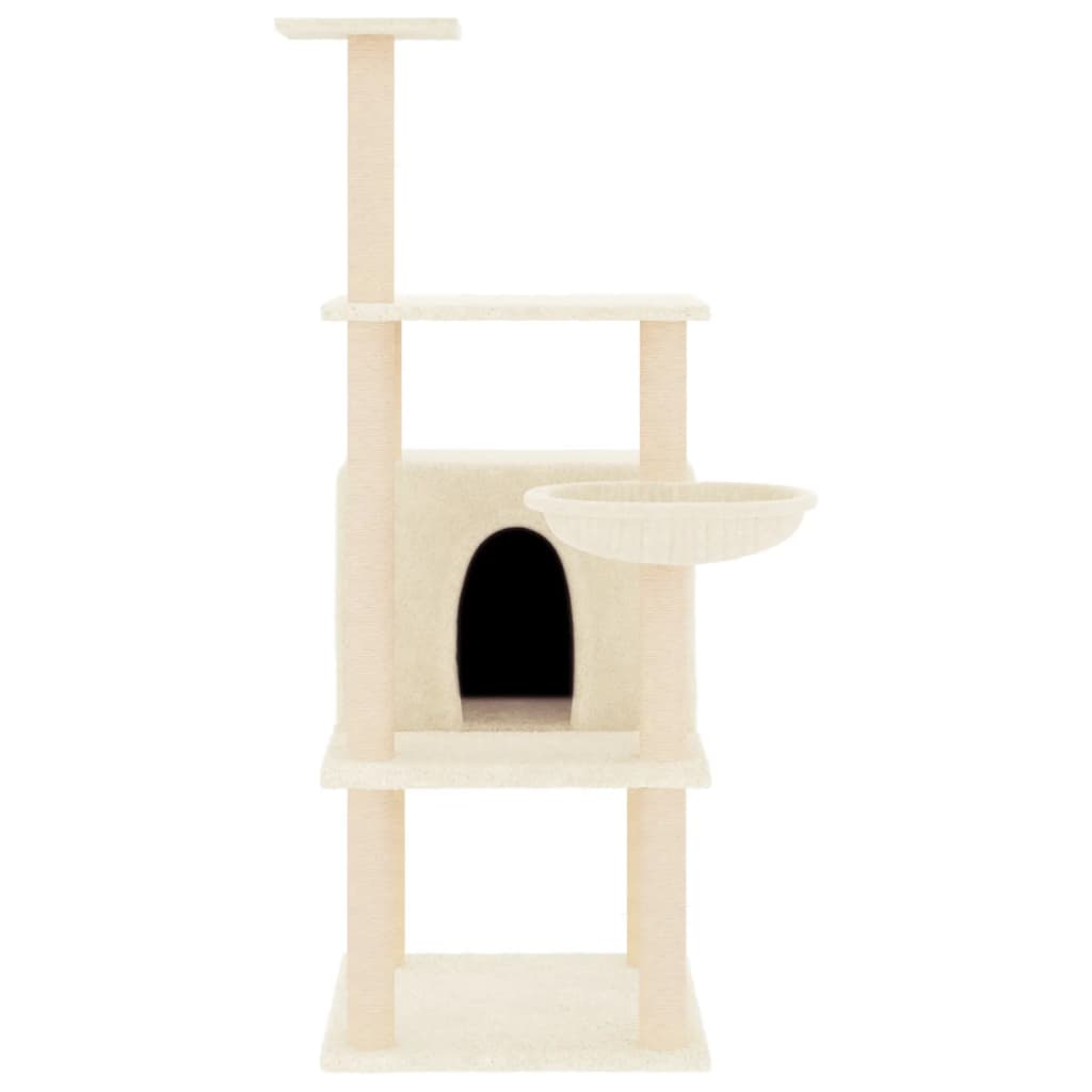 Glamorous Pups : vidaXL Cat Tree Cream Engineered wood, plush, sisal 52.0 in tall