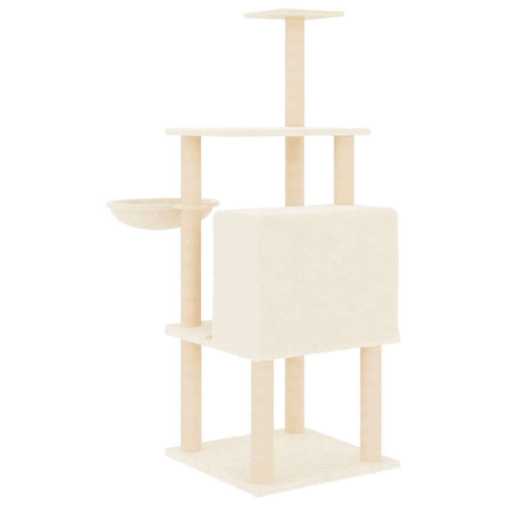 Glamorous Pups : vidaXL Cat Tree Cream Engineered wood, plush, sisal 52.0 in tall