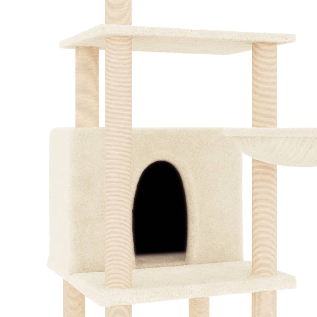 Glamorous Pups : vidaXL Cat Tree Cream Engineered wood, plush, sisal 52.0 in tall