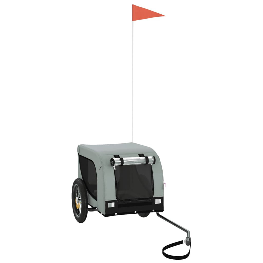 Glamorous Pups : vidaXL Pet Bike Trailer Grey and Black Oxford Fabric, Iron, PVC Medium