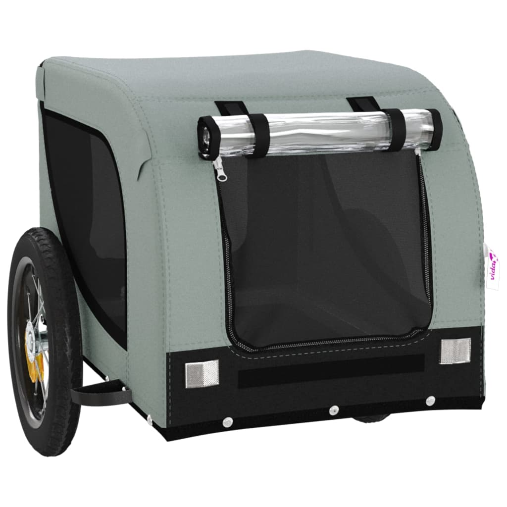 Glamorous Pups : vidaXL Pet Bike Trailer Grey and Black Oxford Fabric, Iron, PVC Medium