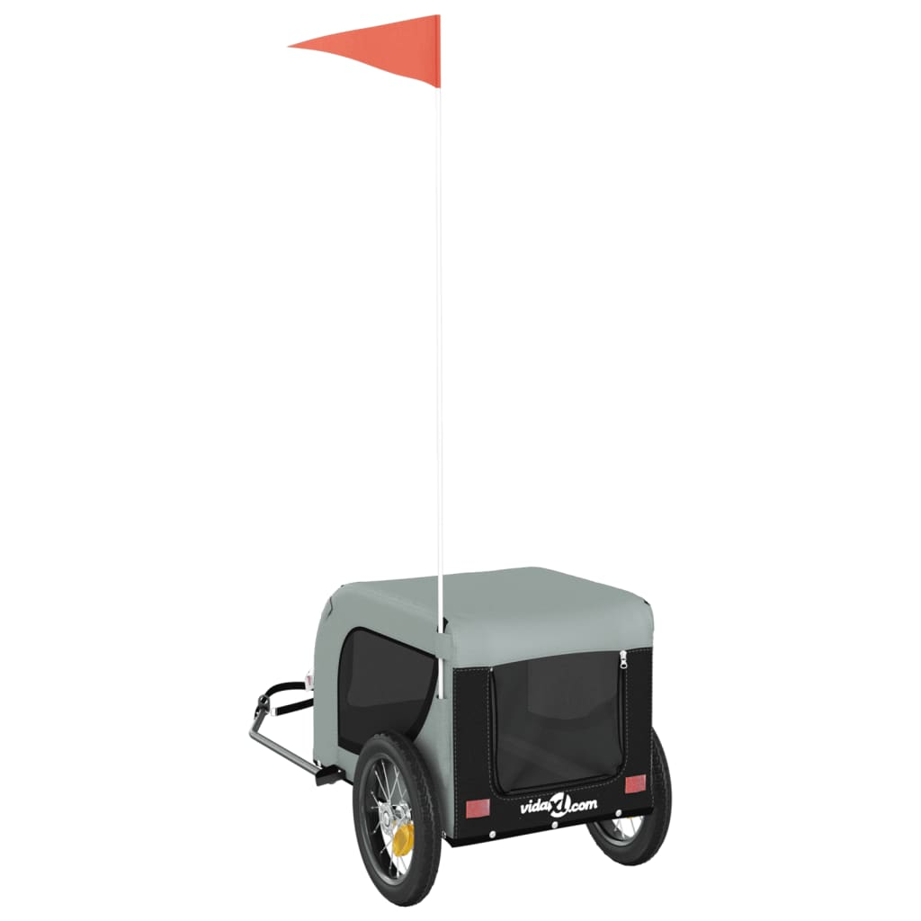 Glamorous Pups : vidaXL Pet Bike Trailer Grey and Black Oxford Fabric, Iron, PVC Medium