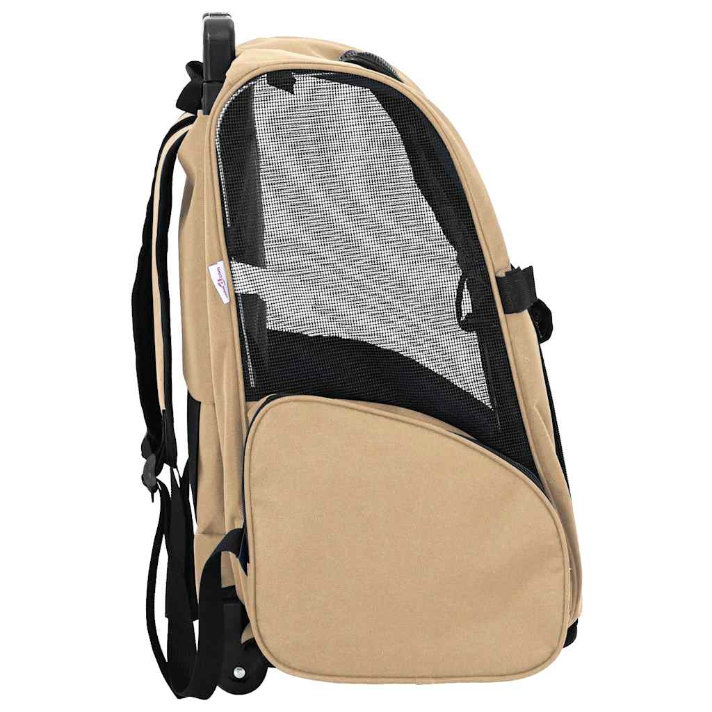 Glamorous Pups : vidaXL Pet Trolley 3-in-1 Design Sand 18.9x12.6x(22.4–41.7)" Oxford Fabric