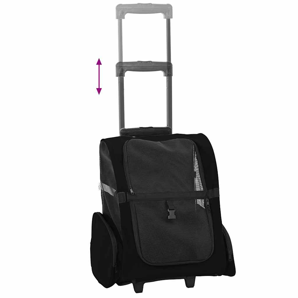 Glamorous Pups : vidaXL Pet Trolley 3-in-1 Design Black 18.9x12.6x(22.4–41.7)" Oxford Fabric