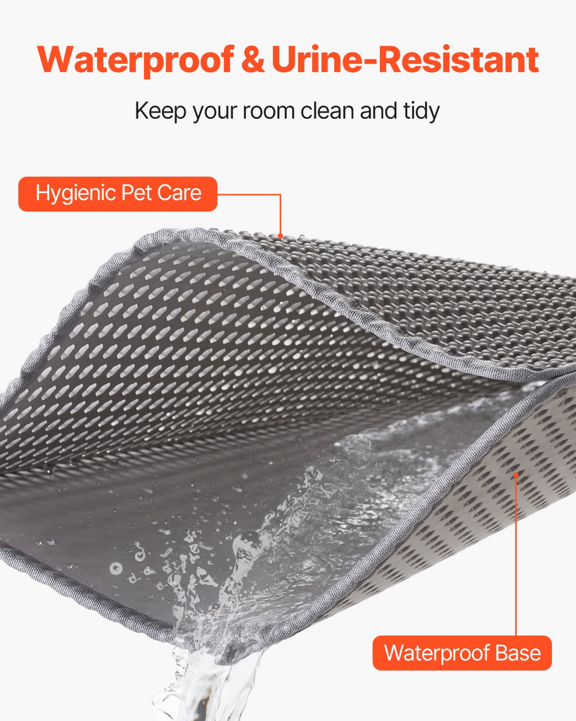 Glamorous Pups : VEVOR Cat Litter Mat – 30" x 24" Double-Layer Honeycomb Design | Non-Slip, Urine-Proof & Washable Litter Trapping Mat for Indoor Cats (Gray)