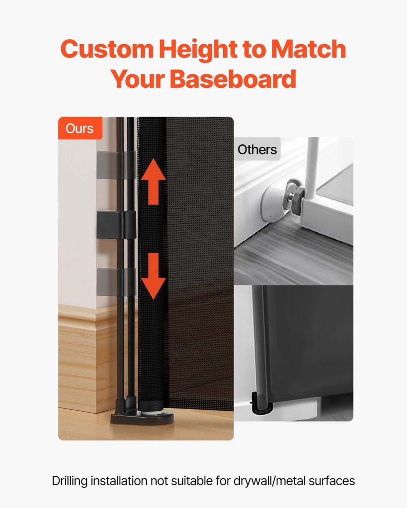 Glamorous Pups : VEVOR Retractable Baby & Pet Gate | 120” Extra-Wide Mesh Safety Gate with Reinforced Fiberglass Strips – 38.5” Tall, No-Trip Design for Doorways, Decks & Indoor Spaces (Black)