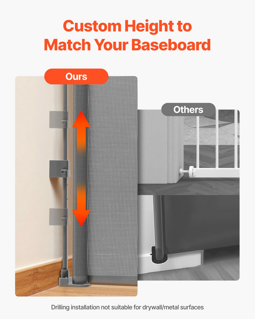 Glamorous Pups : VEVOR Retractable Baby & Pet Gate | 72.8” Wide x 31.3” Tall Mesh Safety Barrier with Security Lock – Gray