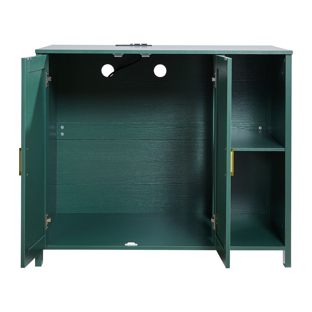 Glamorous Pups : VEVOR Cat Litter Robot Enclosure – 41.3" Self-Cleaning Litter Box Cabinet with Drawer, Divider & Built-in Power Outlet | Fits Most Automatic Litter Boxes (Dark Green + Gold Handles)