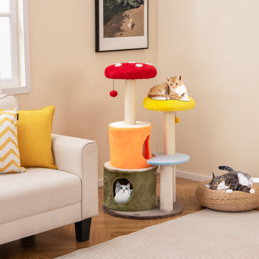 Costway no variants : WhimsiClimb 43-Inch Cat Tree with Dual Condos & Padded Perches – Multicolor Wonderland