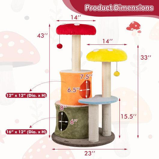 Costway no variants : WhimsiClimb 43-Inch Cat Tree with Dual Condos & Padded Perches – Multicolor Wonderland