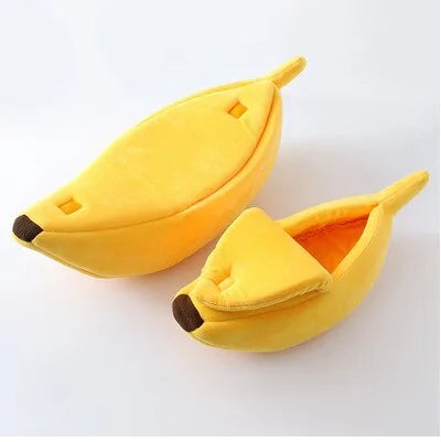 Banana Cat Bed from our vendor Zendrop, sold in our store Glamorous Pups. This adorable and plush cat bed mimics a banana peel, providing a cozy and fun hideaway for your cat. Perfect for adding a playful touch to your pet's sleeping area.