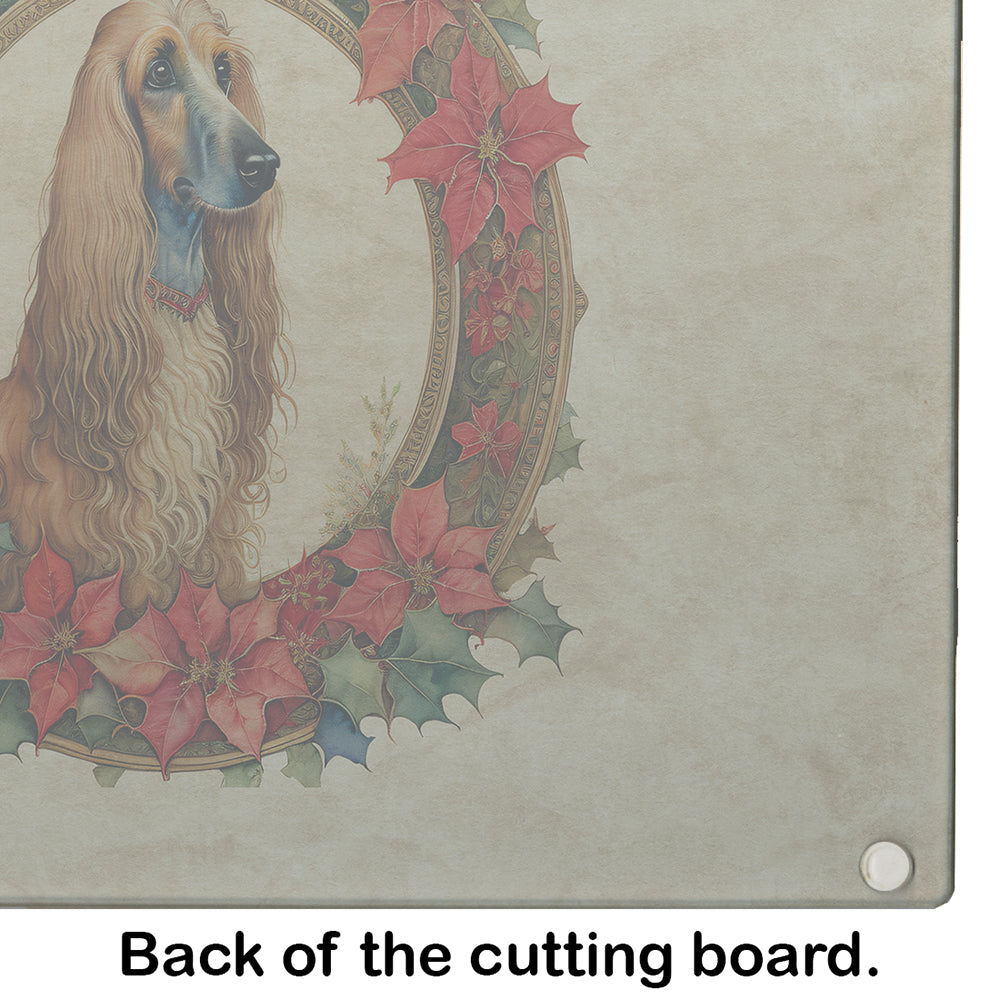 Glamorous Pups : Afghan Hound Christmas Flowers Glass Cutting Board