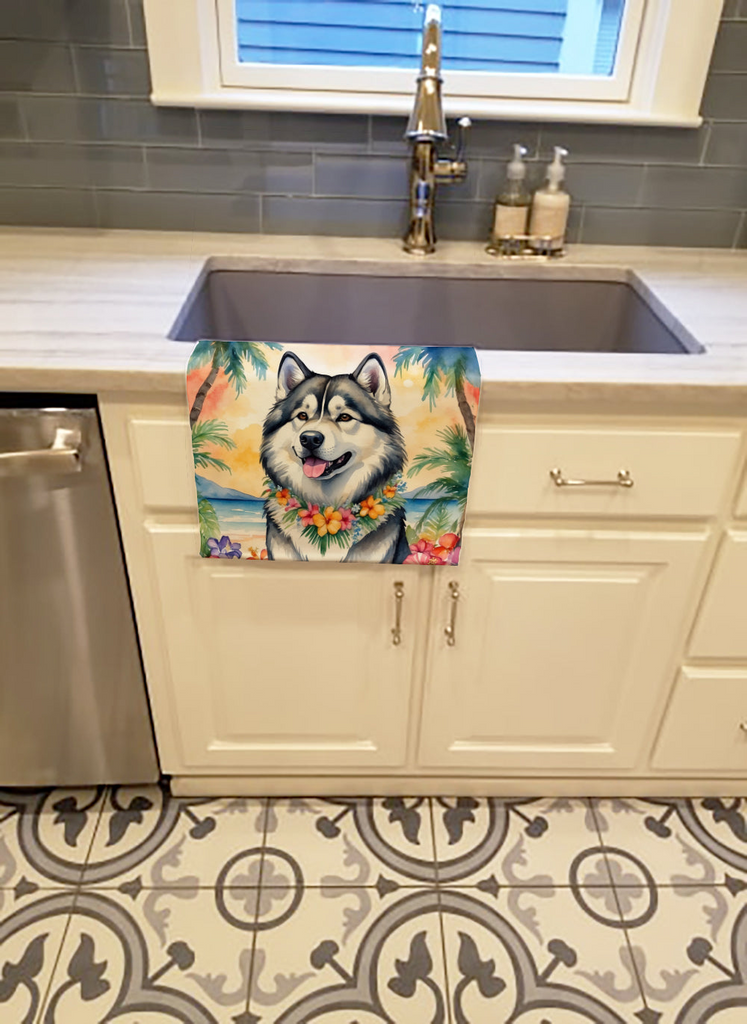 Glamorous Pups : Alaskan Malamute Luau Kitchen Towel