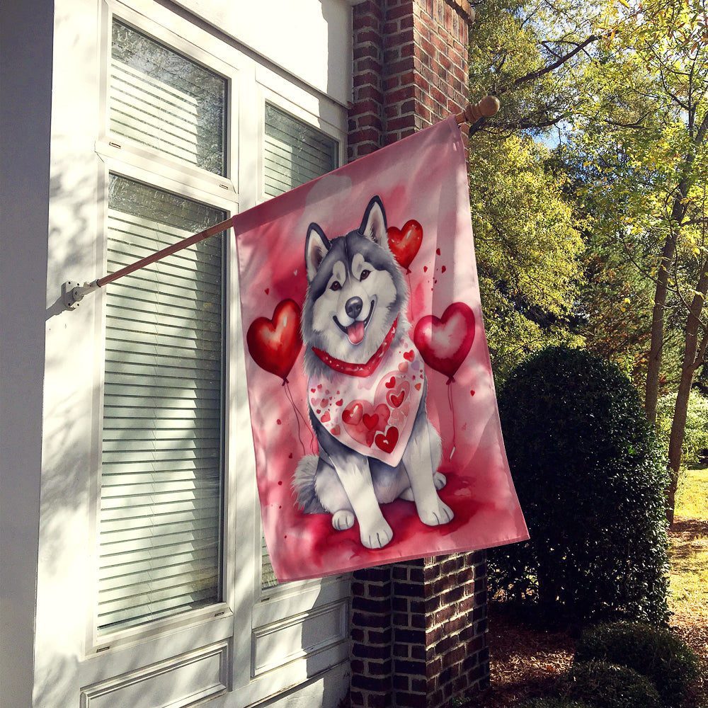 Glamorous Pups : Alaskan Malamute My Valentine House Flag