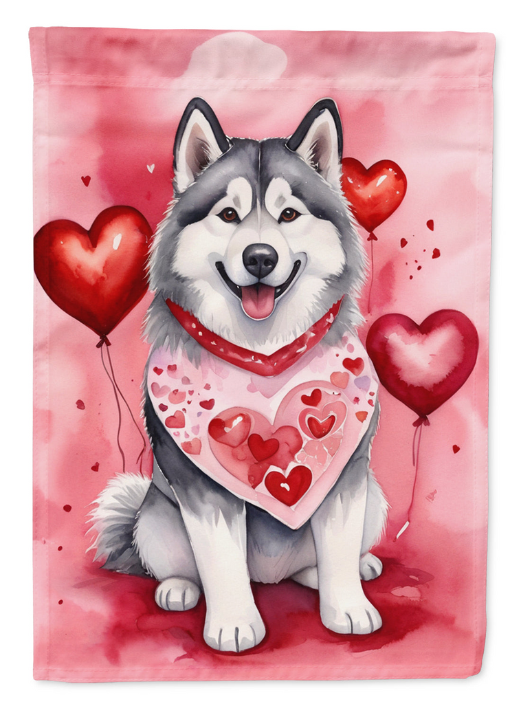 Glamorous Pups : Alaskan Malamute My Valentine House Flag
