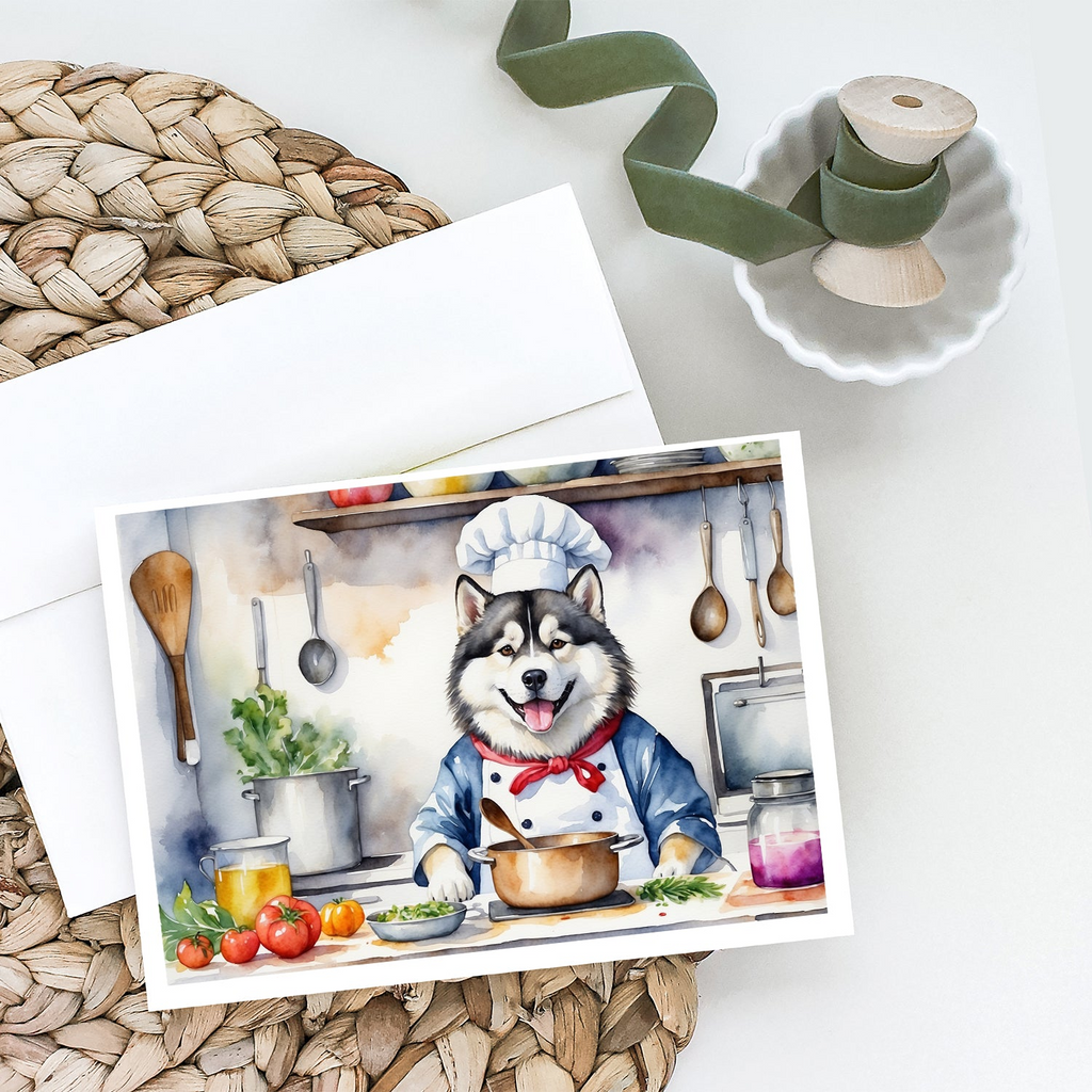 Glamorous Pups : Alaskan Malamute The Chef Greeting Cards Pack of 8