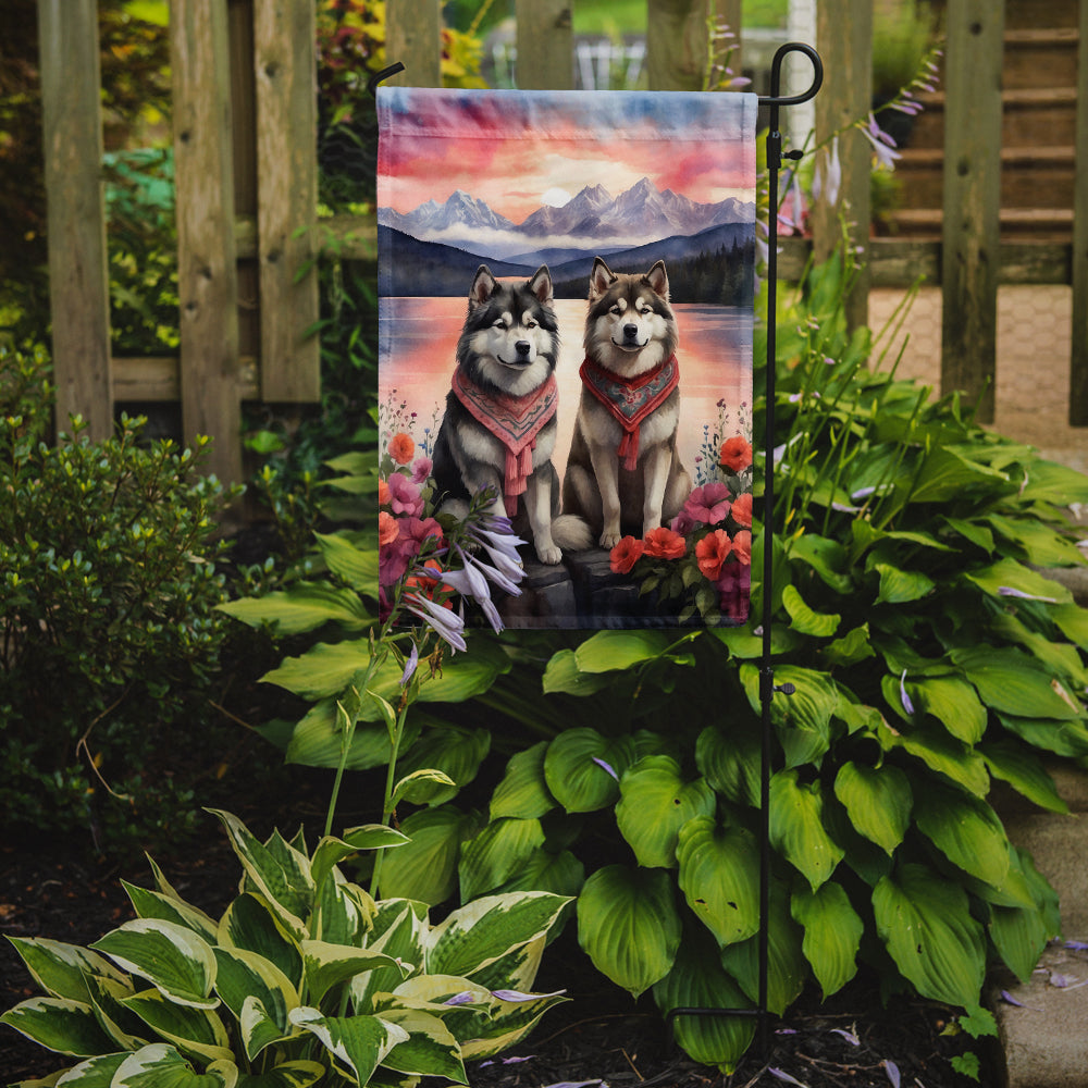 Glamorous Pups : Alaskan Malamute Two Hearts Garden Flag