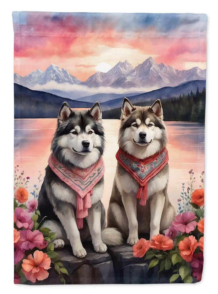 Glamorous Pups : Alaskan Malamute Two Hearts Garden Flag