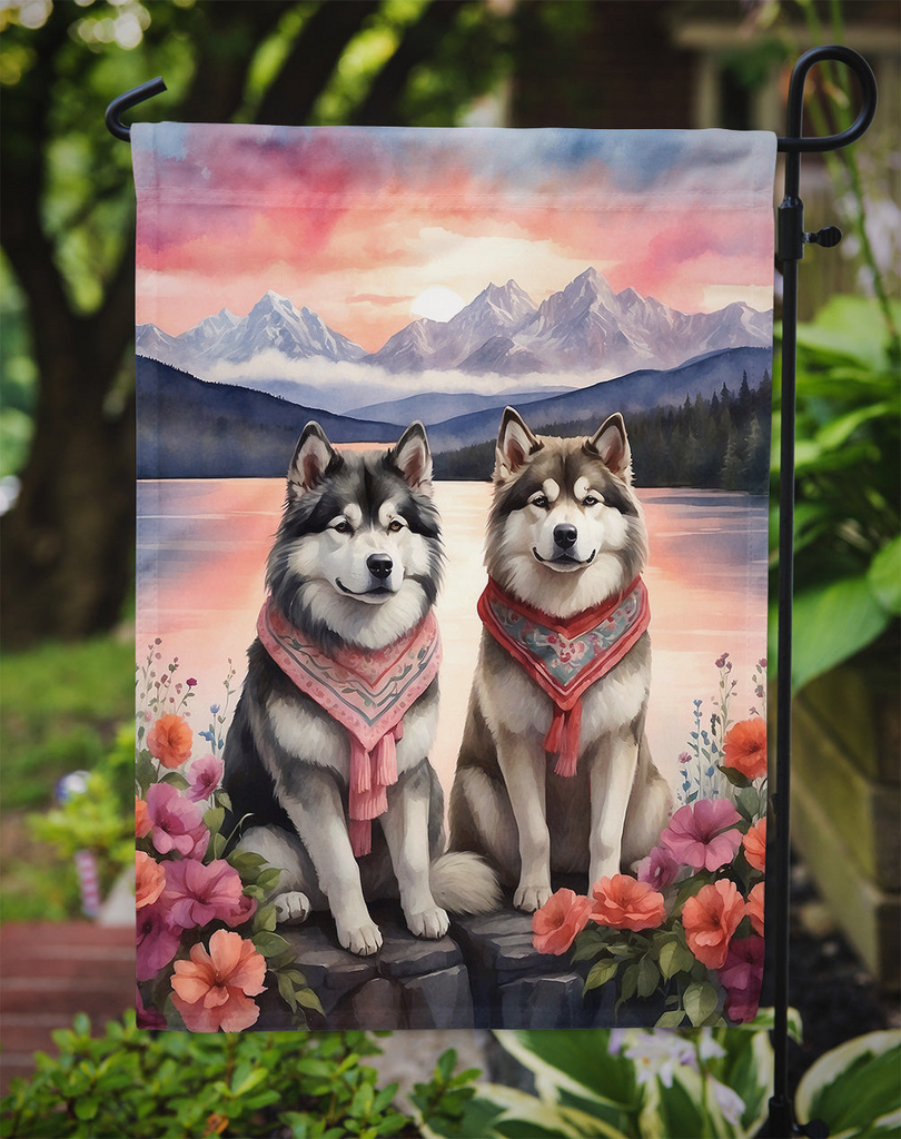 Glamorous Pups : Alaskan Malamute Two Hearts Garden Flag