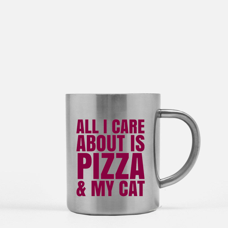 Glamorous Pups : All I Care About Is Pizza My Cat Gold & Silver Mug