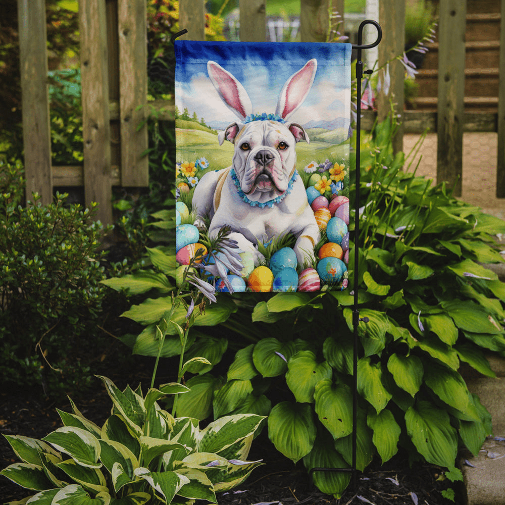 Glamorous Pups : American Bulldog Easter Egg Hunt Garden Flag