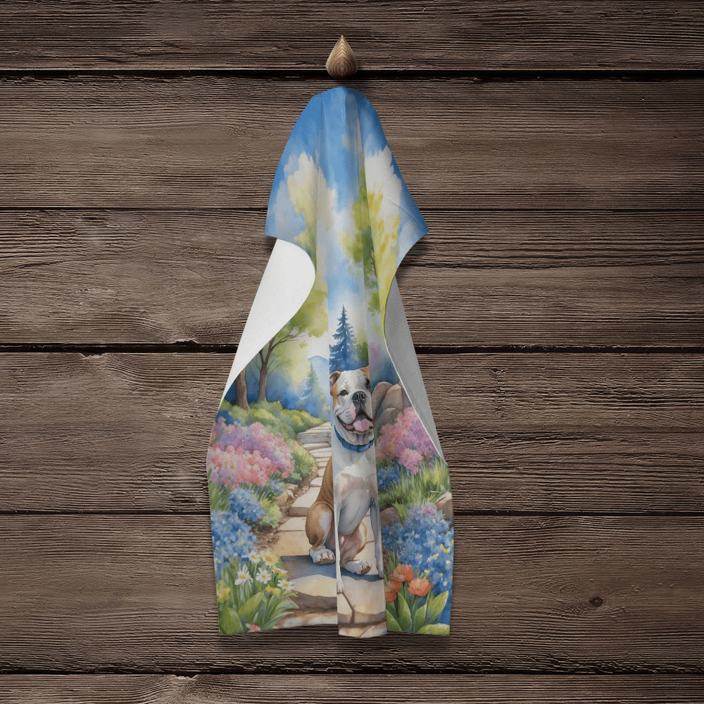 Glamorous Pups : American Bulldog Spring Garden Kitchen Towel