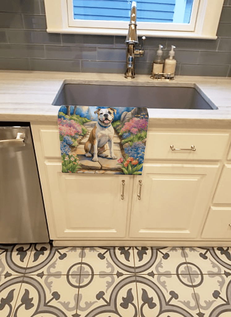 Glamorous Pups : American Bulldog Spring Garden Kitchen Towel