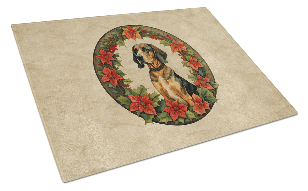 Glamorous Pups : American English Coonhound Christmas Flowers Glass Cutting Board
