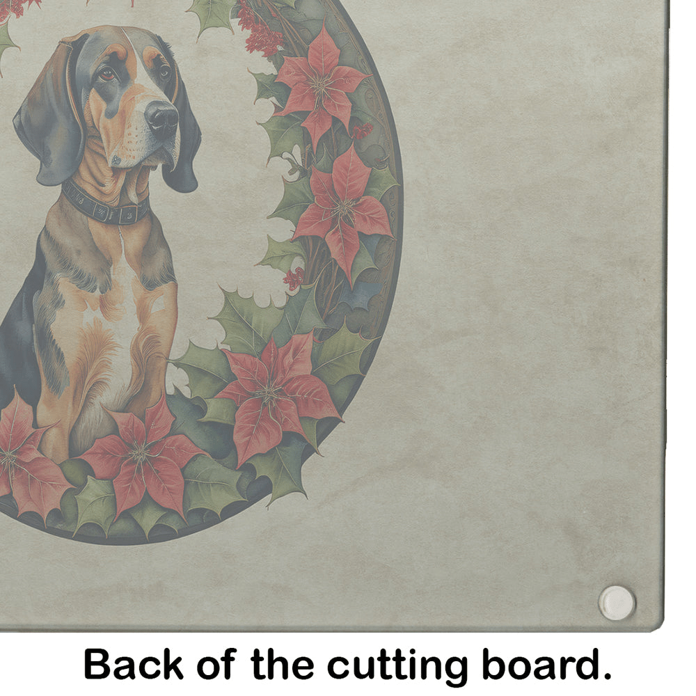 Glamorous Pups : American English Coonhound Christmas Flowers Glass Cutting Board