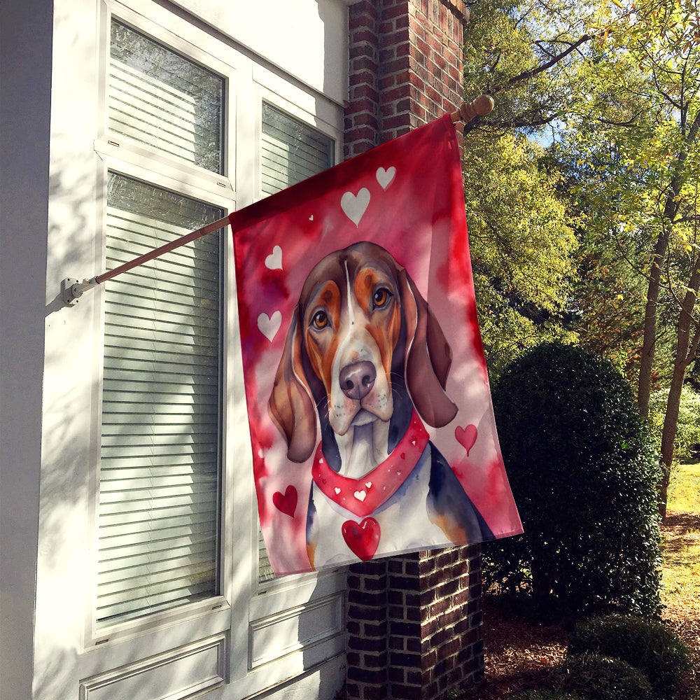 Glamorous Pups : American English Coonhound My Valentine House Flag