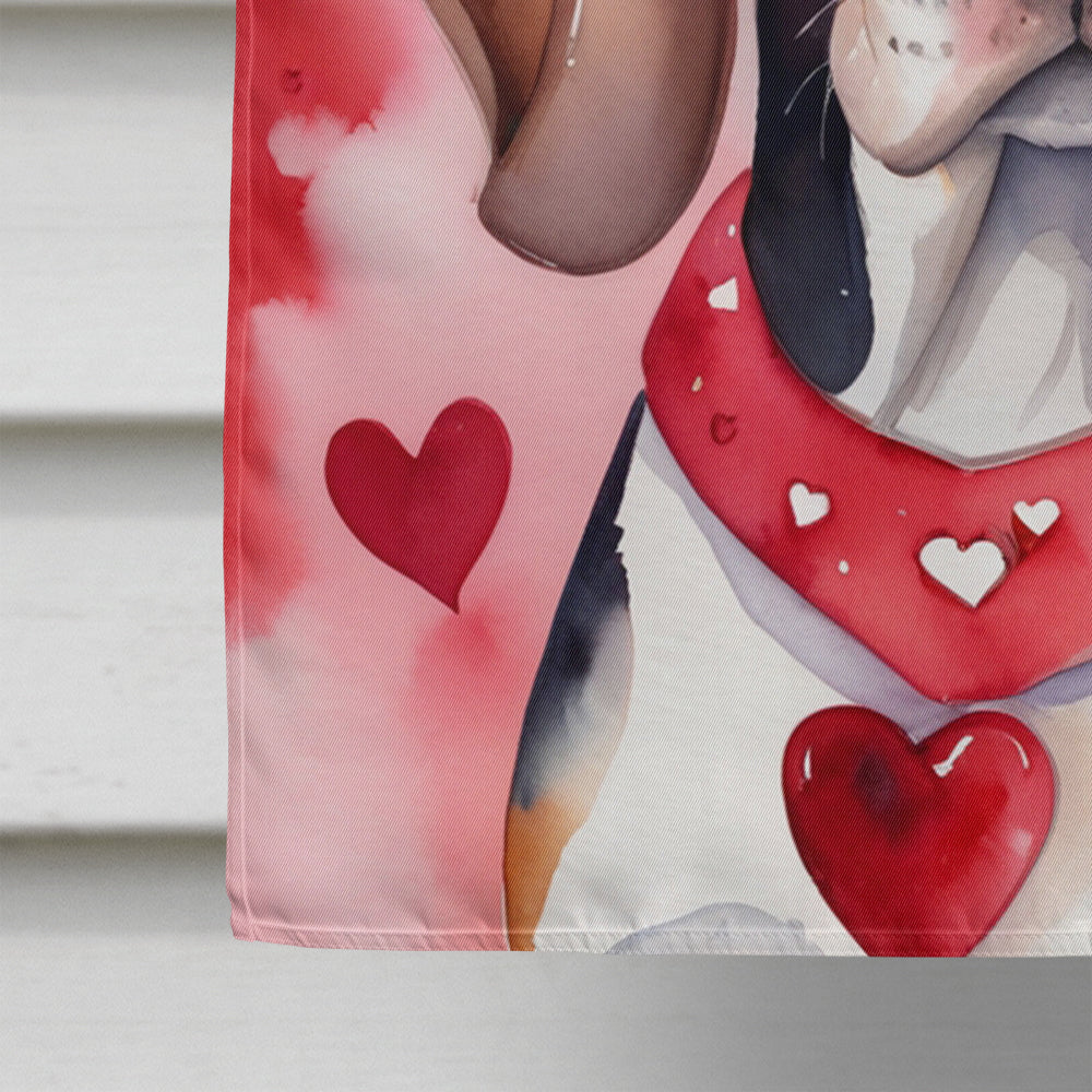 Glamorous Pups : American English Coonhound My Valentine House Flag