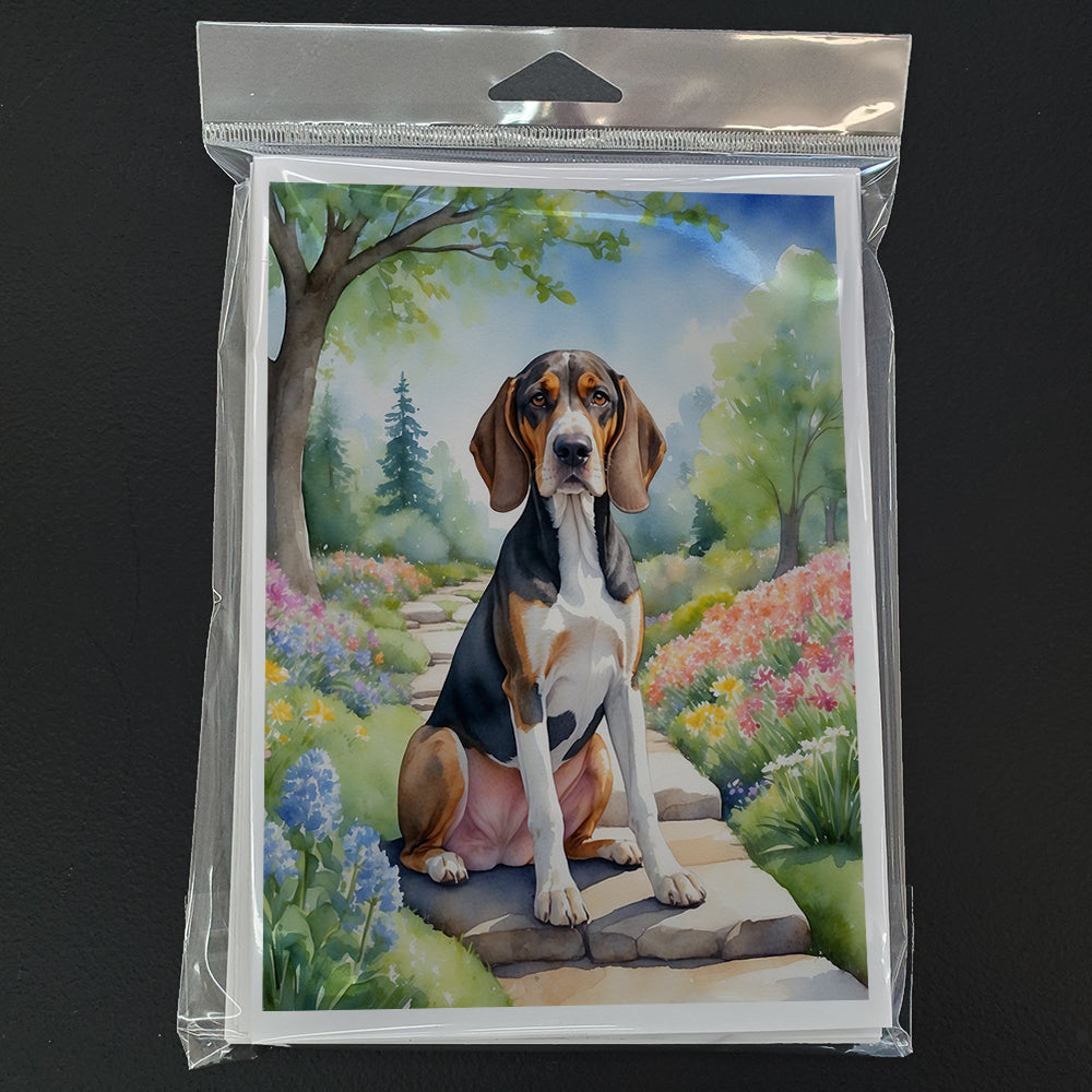 Glamorous Pups : American English Coonhound Spring Garden Greeting Cards Pack of 8