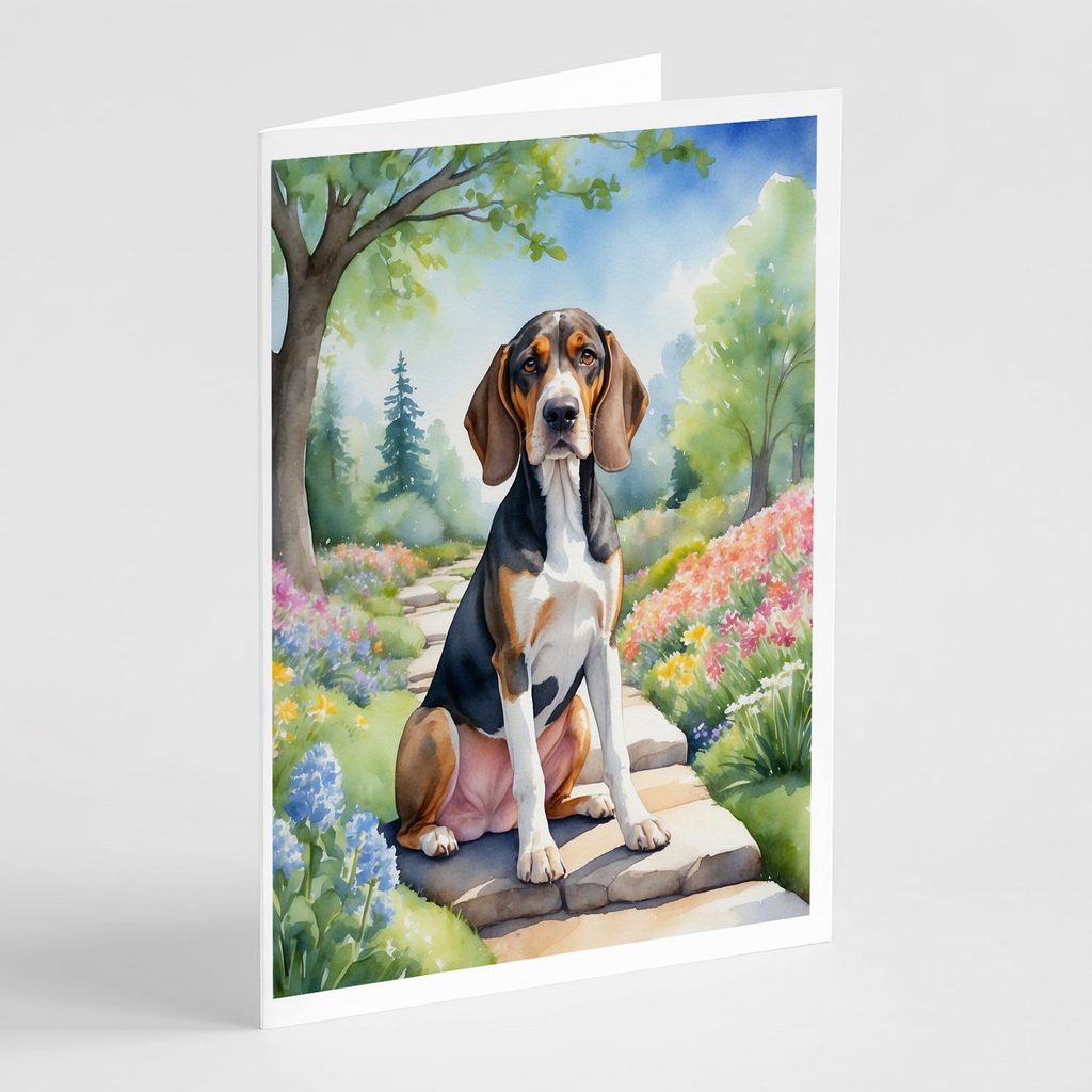 Glamorous Pups : American English Coonhound Spring Garden Greeting Cards Pack of 8