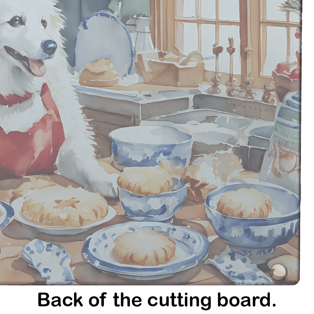Glamorous Pups : American Eskimo Christmas Cookies Glass Cutting Board