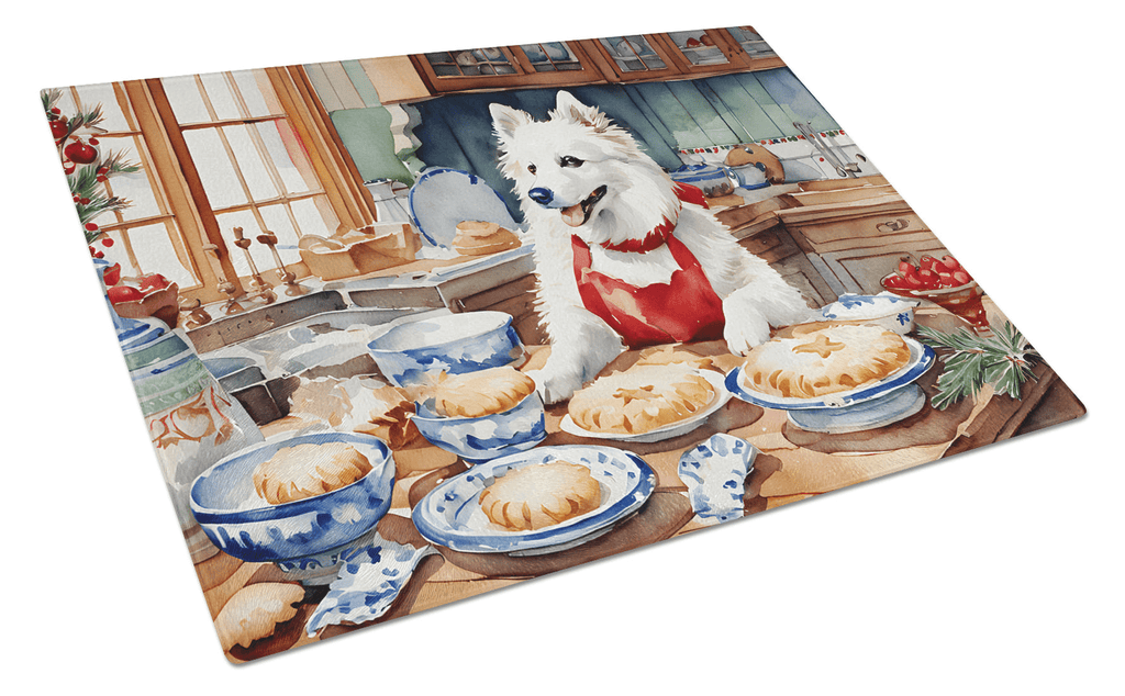 Glamorous Pups : American Eskimo Christmas Cookies Glass Cutting Board