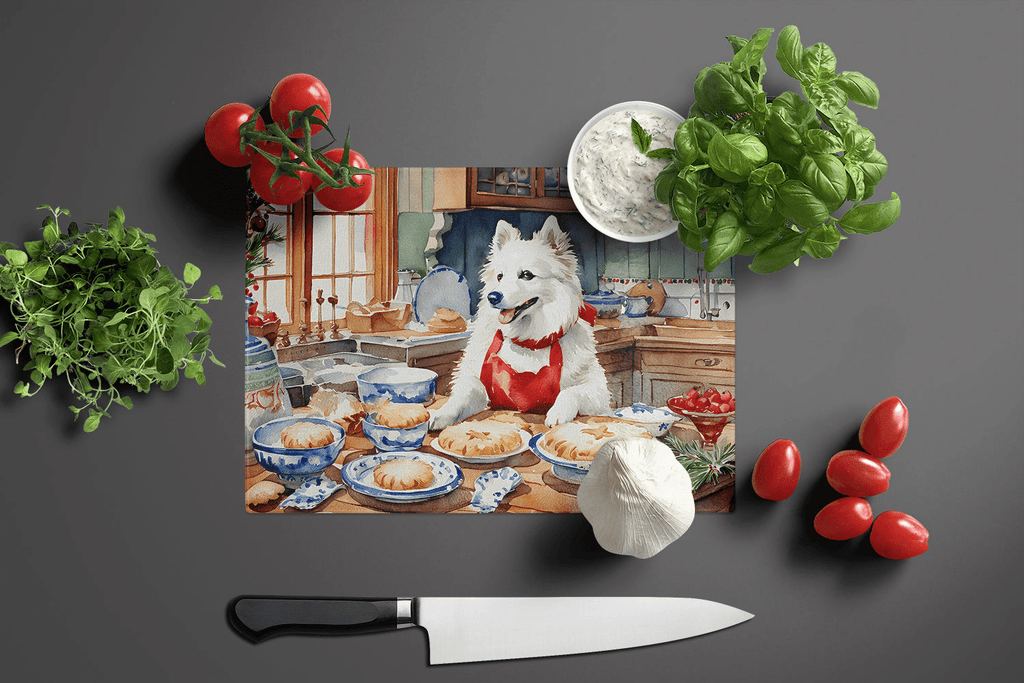 Glamorous Pups : American Eskimo Christmas Cookies Glass Cutting Board