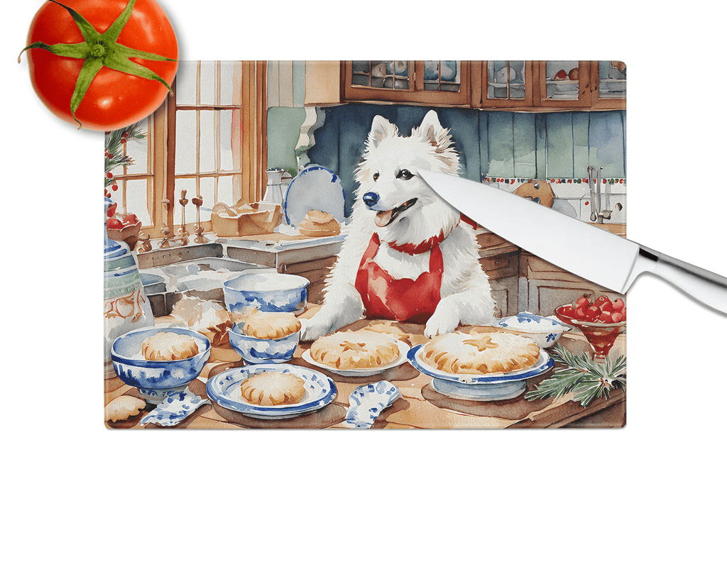 Glamorous Pups : American Eskimo Christmas Cookies Glass Cutting Board