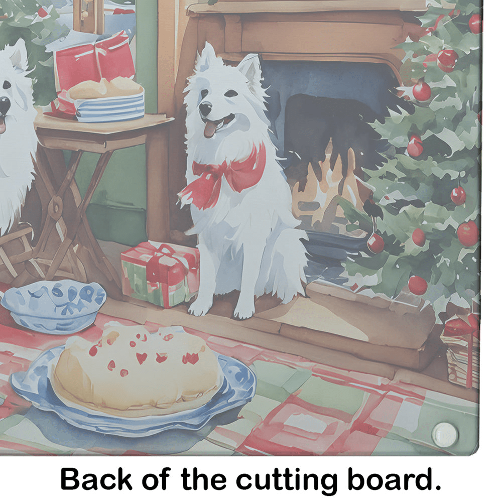 Glamorous Pups : American Eskimo Christmas Cookies Glass Cutting Board