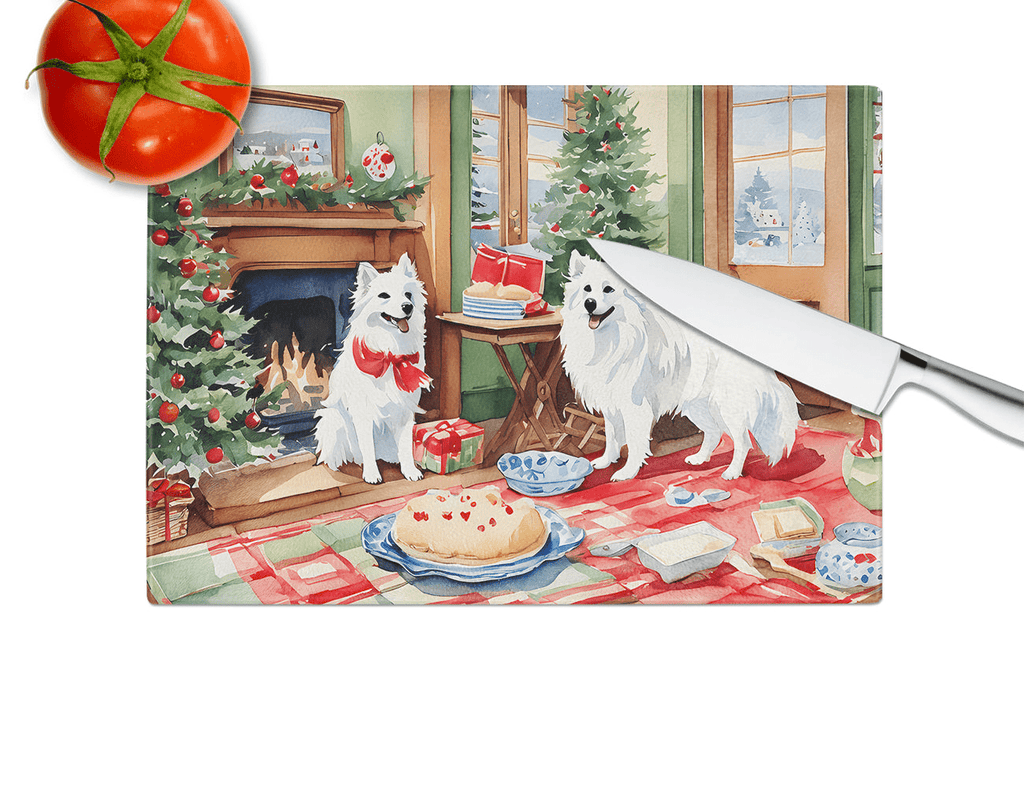 Glamorous Pups : American Eskimo Christmas Cookies Glass Cutting Board
