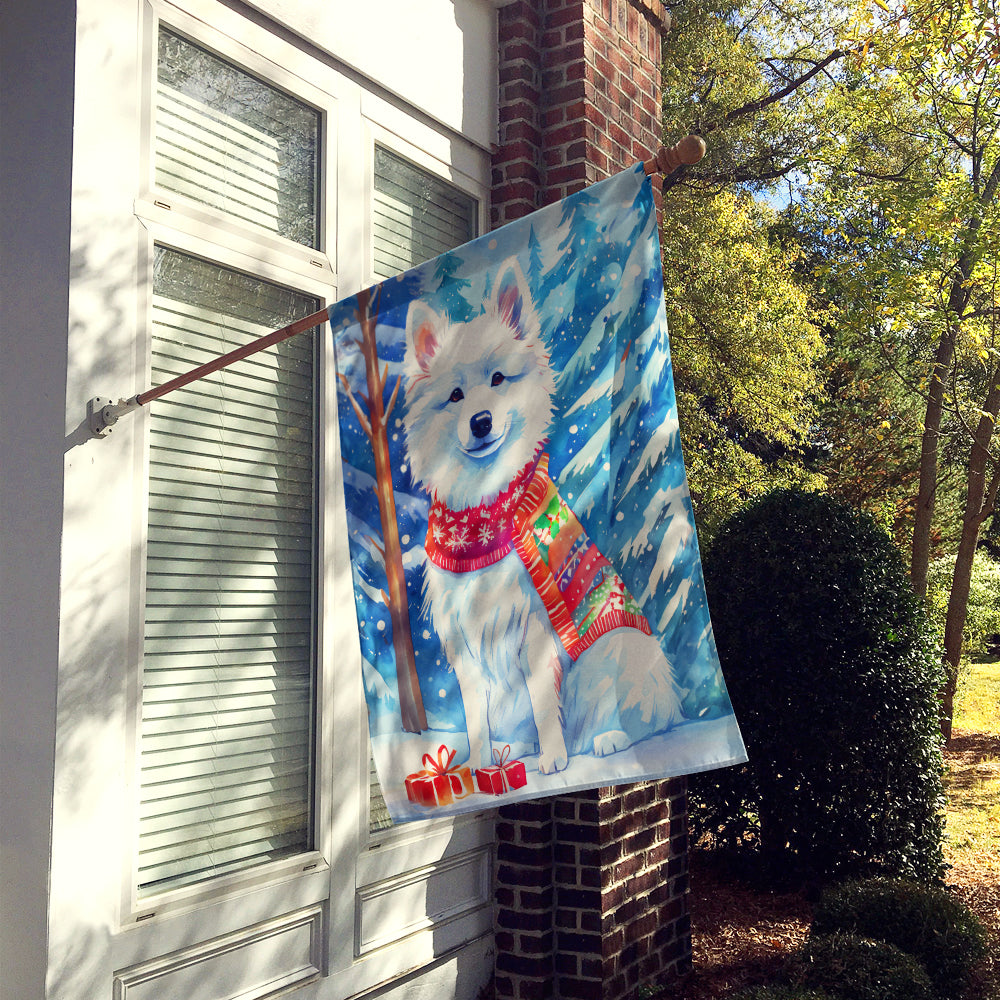 Glamorous Pups : American Eskimo Christmas House Flag