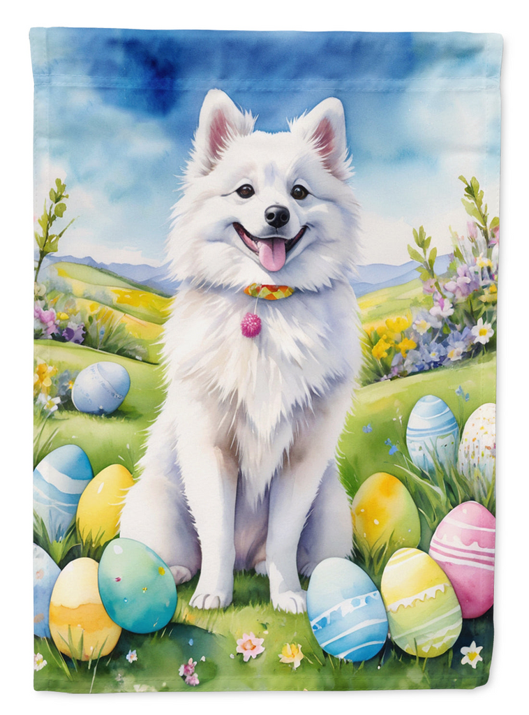 Glamorous Pups : American Eskimo Easter Egg Hunt Garden Flag