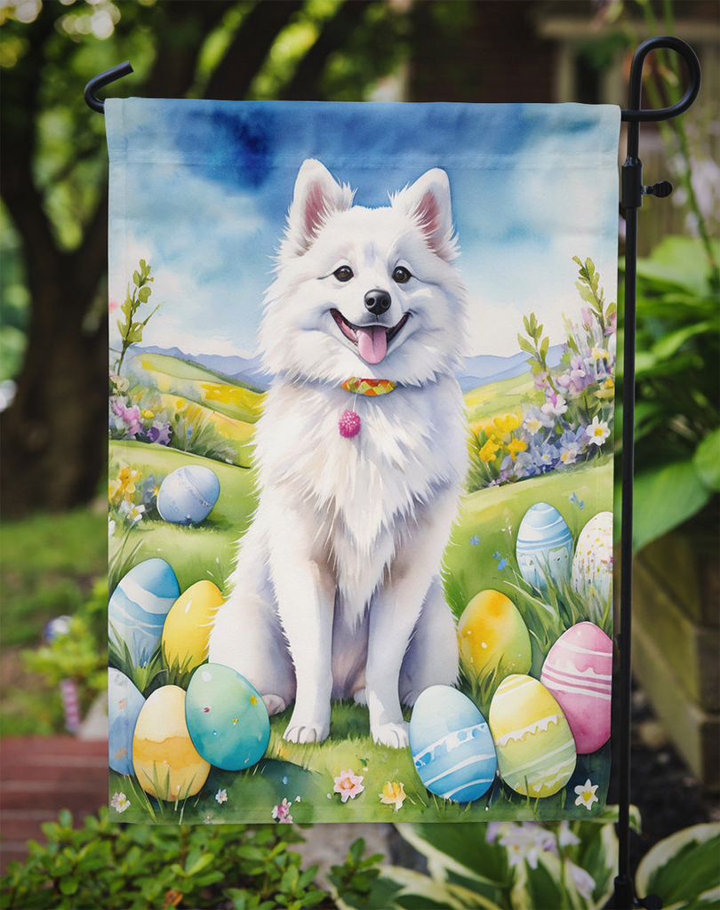 Glamorous Pups : American Eskimo Easter Egg Hunt Garden Flag