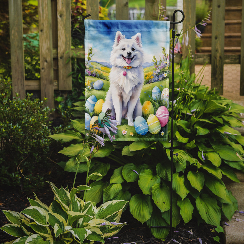 Glamorous Pups : American Eskimo Easter Egg Hunt Garden Flag