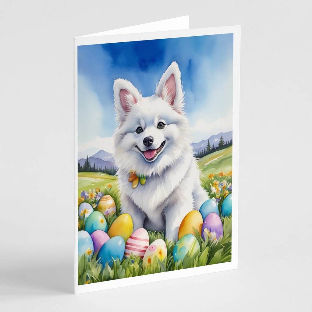Glamorous Pups : American Eskimo Easter Egg Hunt Greeting Cards Pack of 8