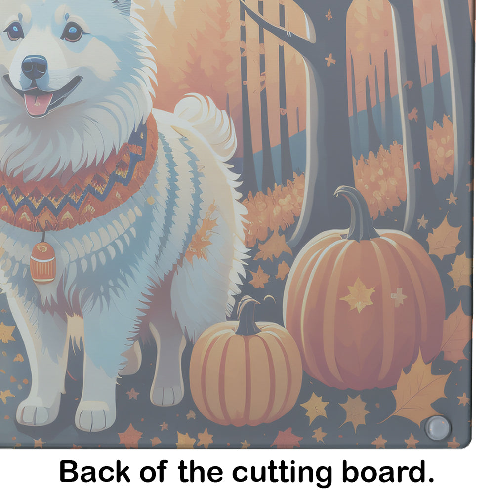 Glamorous Pups : American Eskimo Fall Glass Cutting Board