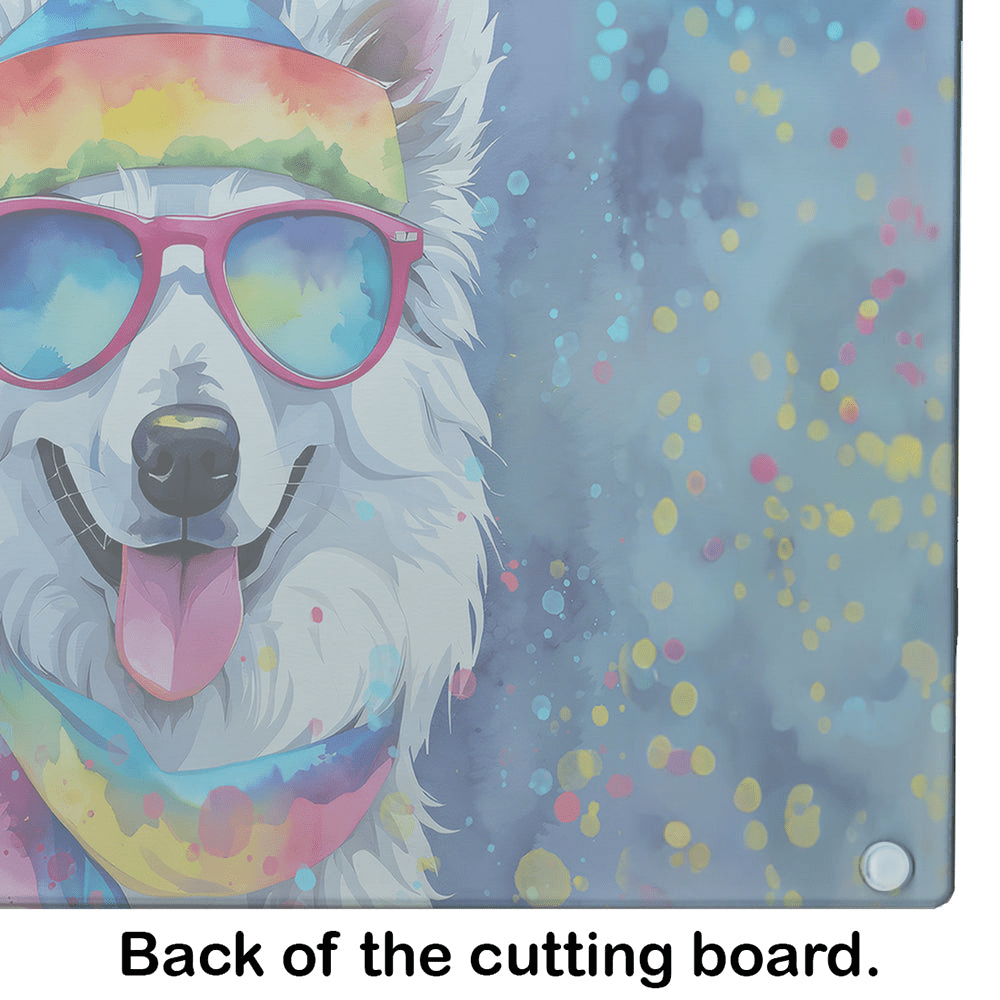 Glamorous Pups : American Eskimo Hippie Dawg Glass Cutting Board