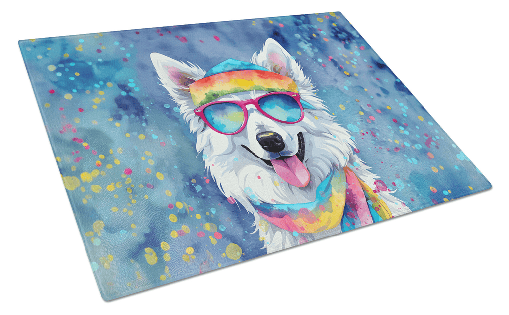 Glamorous Pups : American Eskimo Hippie Dawg Glass Cutting Board