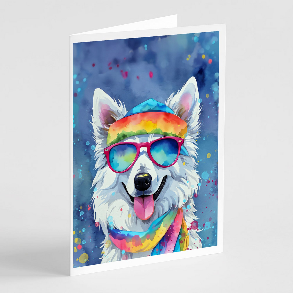 Glamorous Pups : American Eskimo Hippie Dawg Greeting Cards Pack of 8