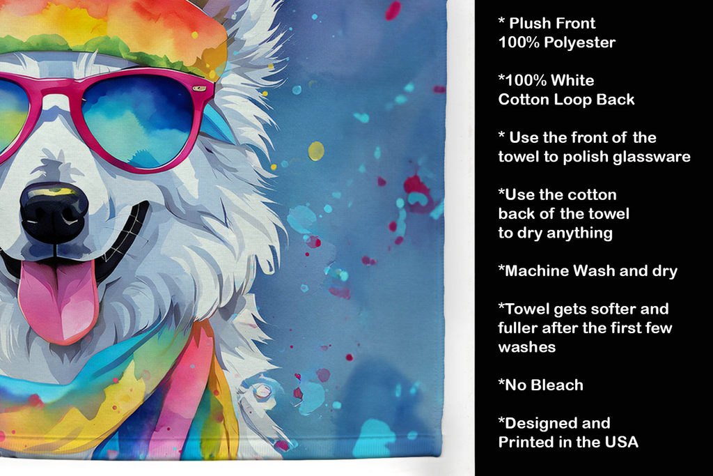 Glamorous Pups : American Eskimo Hippie Dawg Kitchen Towel