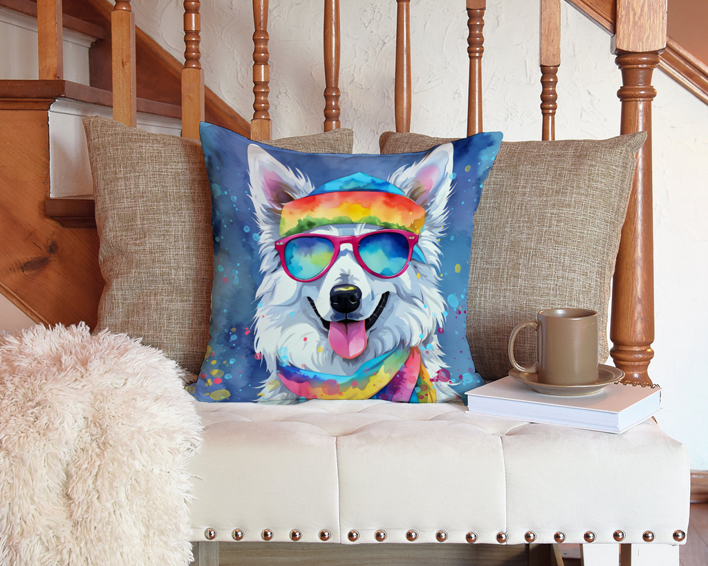 Glamorous Pups : American Eskimo Hippie Dawg Throw Pillow